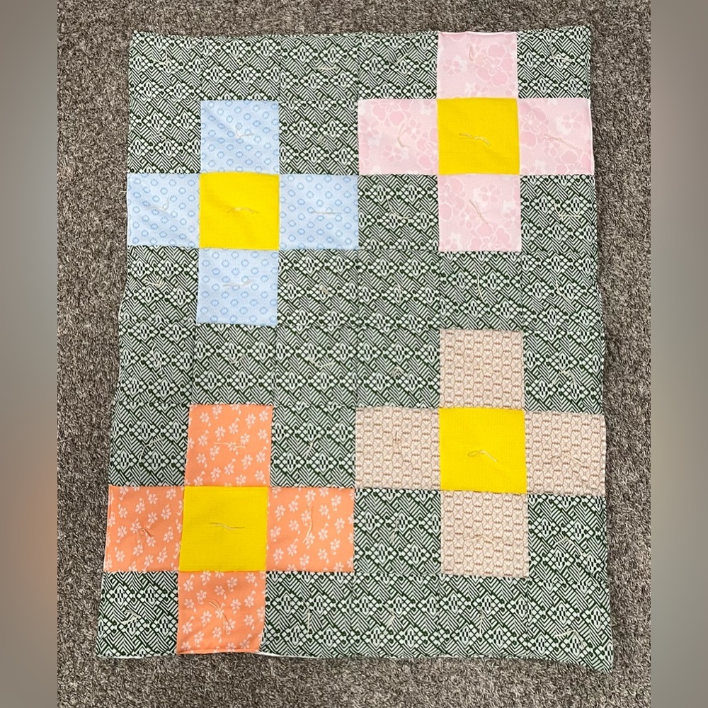 NEW Handmade quilt baby or lap blanket vintage charm of polyester double knit